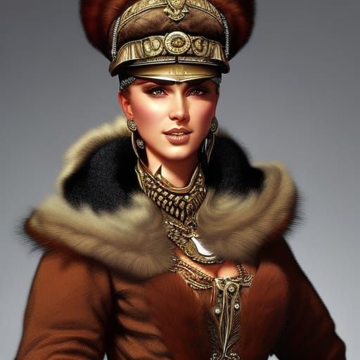 Detailed Portrait of Russian Woman in Steampunk Style