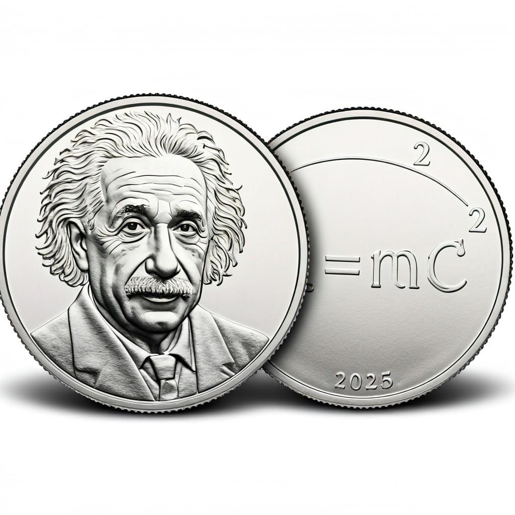 Silver Coins Commemorating Albert Einstein's E=mc² Theory