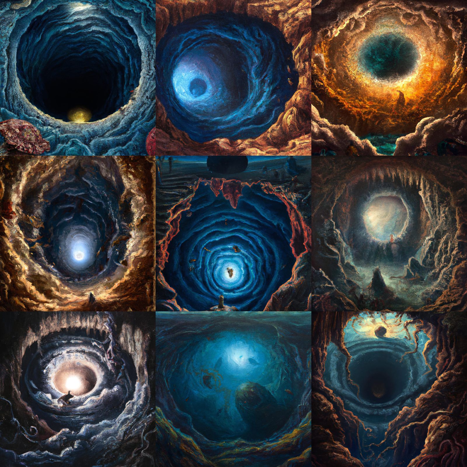 Abyss to World's Center: Detailed Fantasy Painting