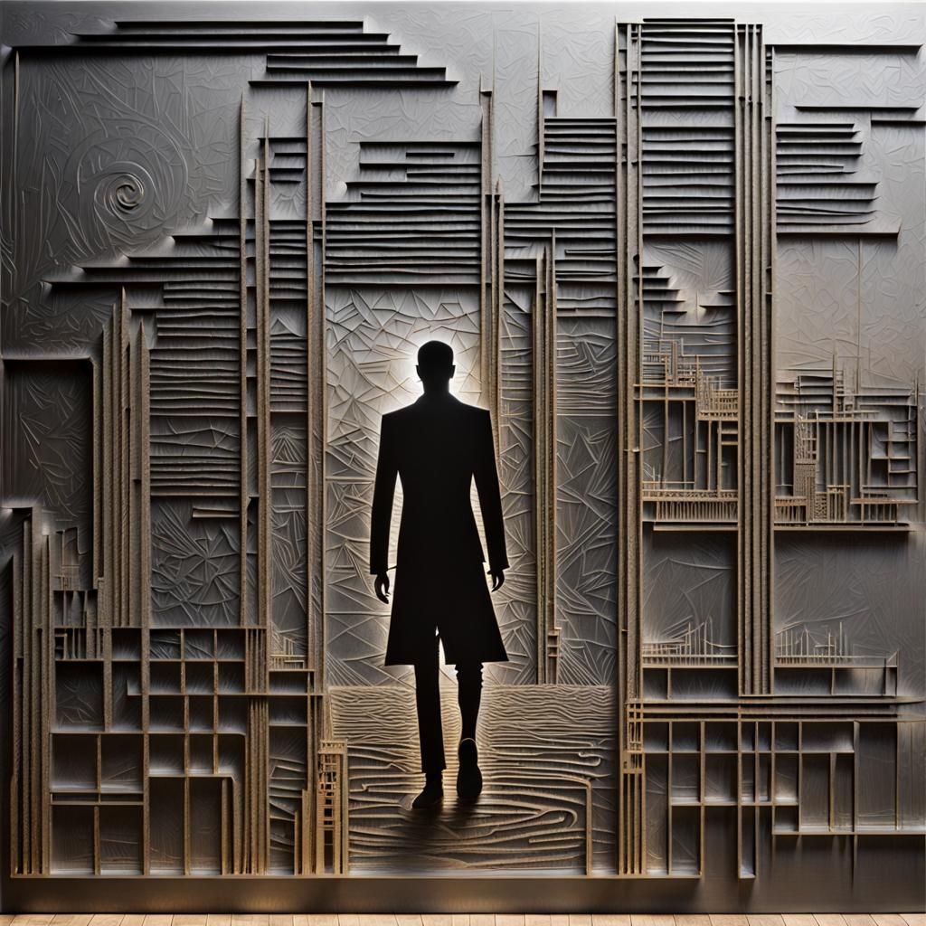 3D Graffiti Engraving of Translucent Teenager