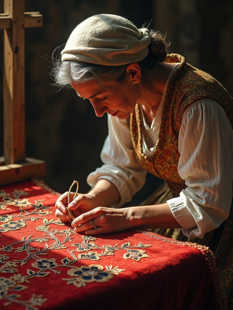 Tapestry of Threads: A Seamstress's Morning Light
