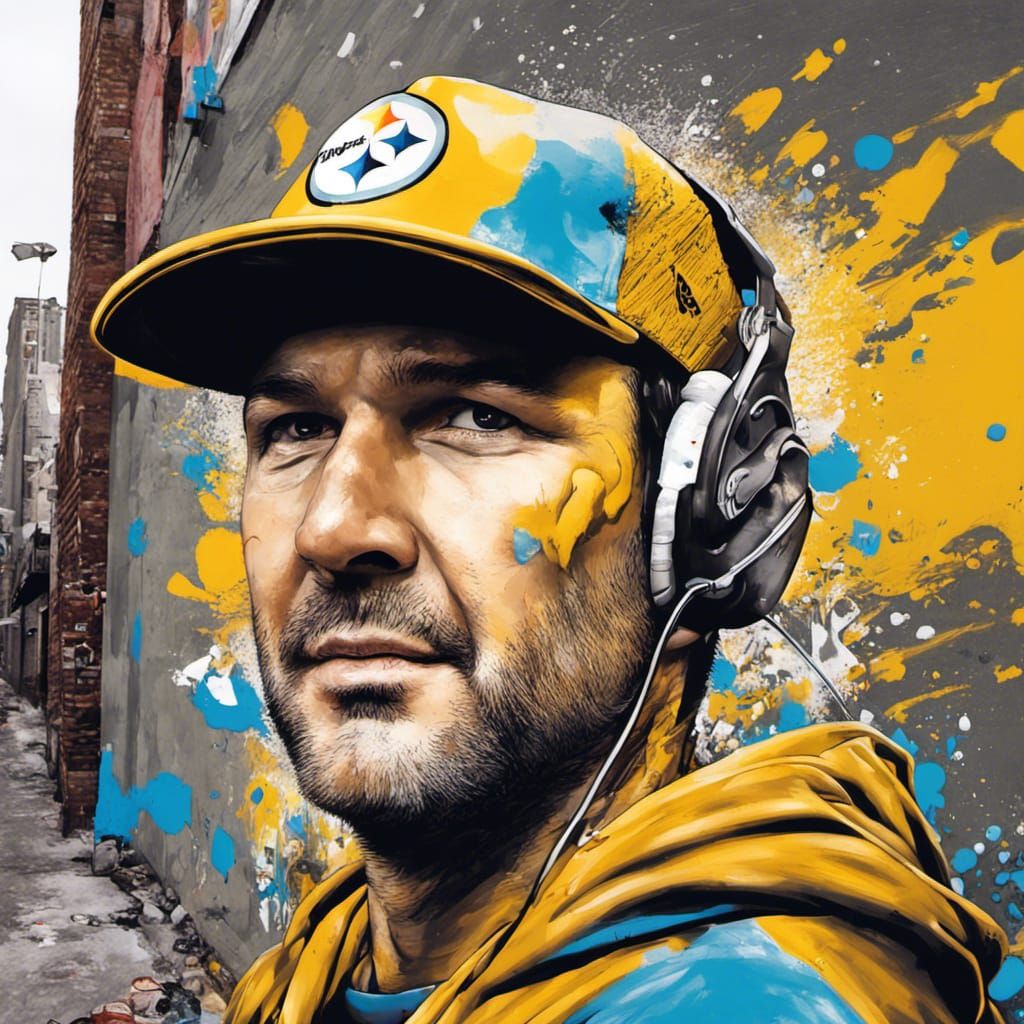 Graffiti Art of Man in Baseball Cap