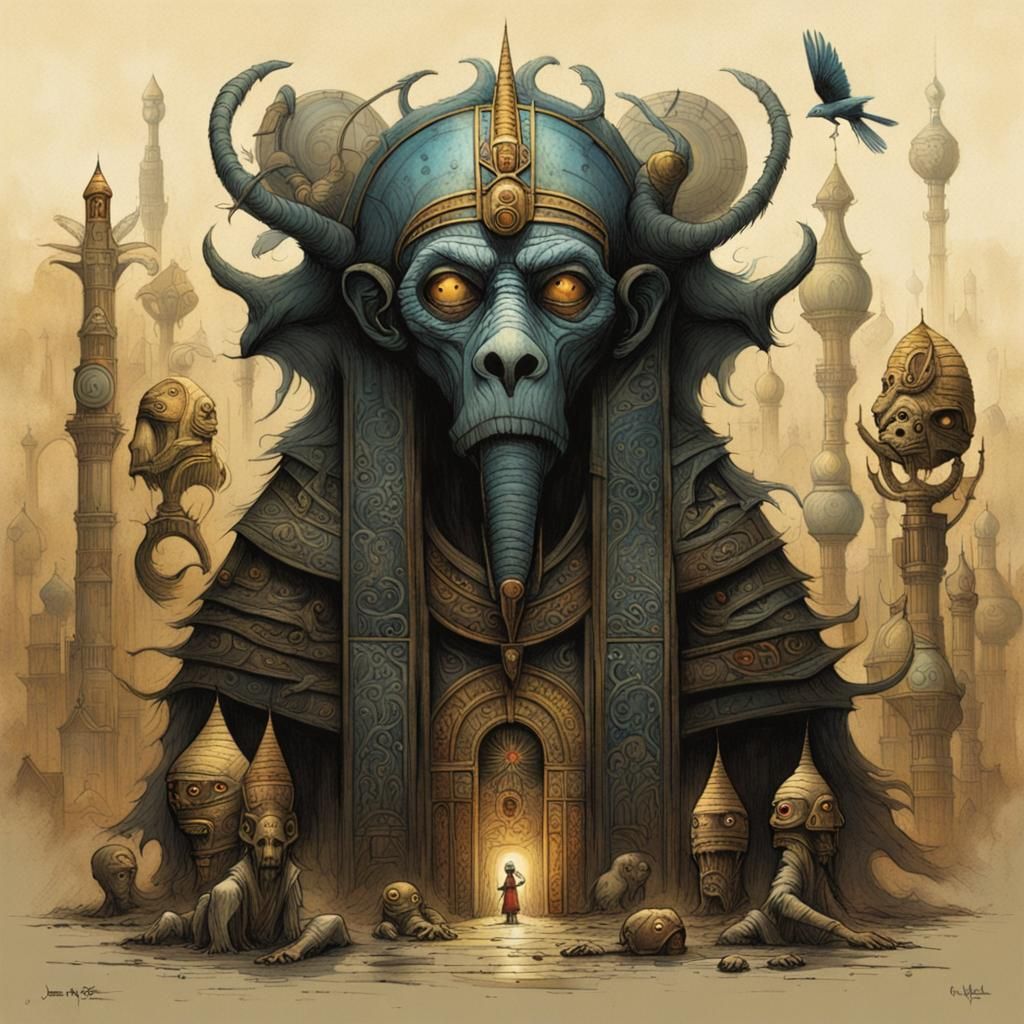 Creepy Ancient Evil Presence in Avant Garde Style