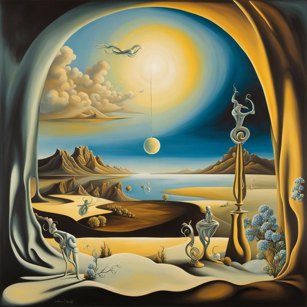 Surreal Melting Landscape in Dali Style