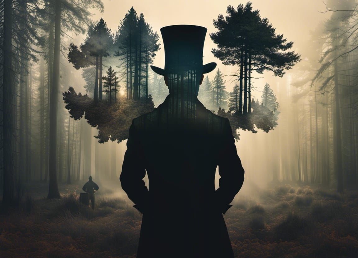 Eerie Forest Silhouette Double Exposure