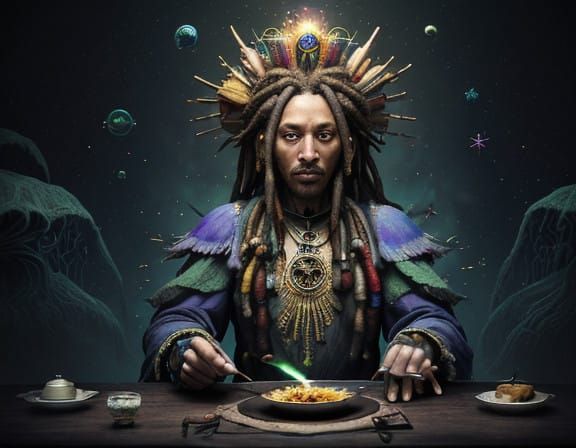 Magical Rasta Queen in Surreal Biologic Dreamscape