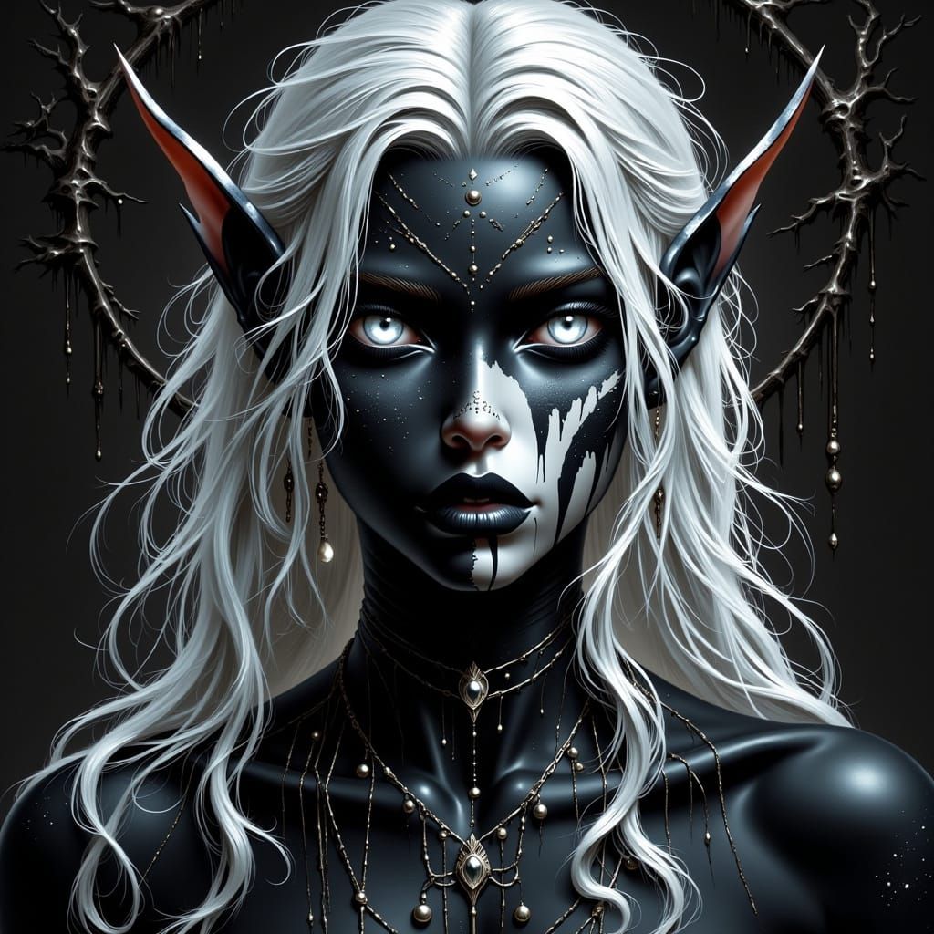 Mystical Drow Elf with Glowing Runes