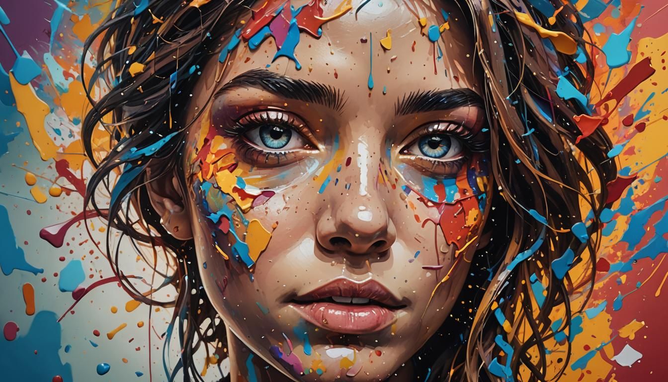 Hyperrealistic Word Art and Empowerment in Splash Art Style