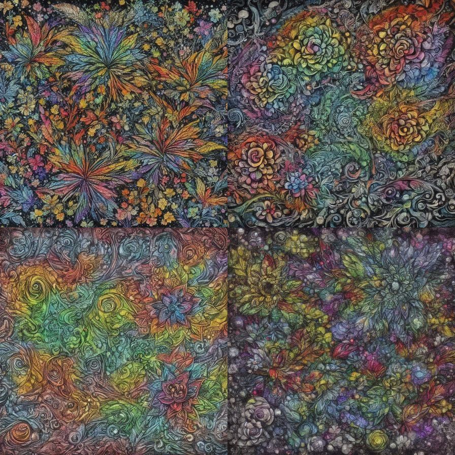 Elegant Floral Fractal in HDR Style Colors