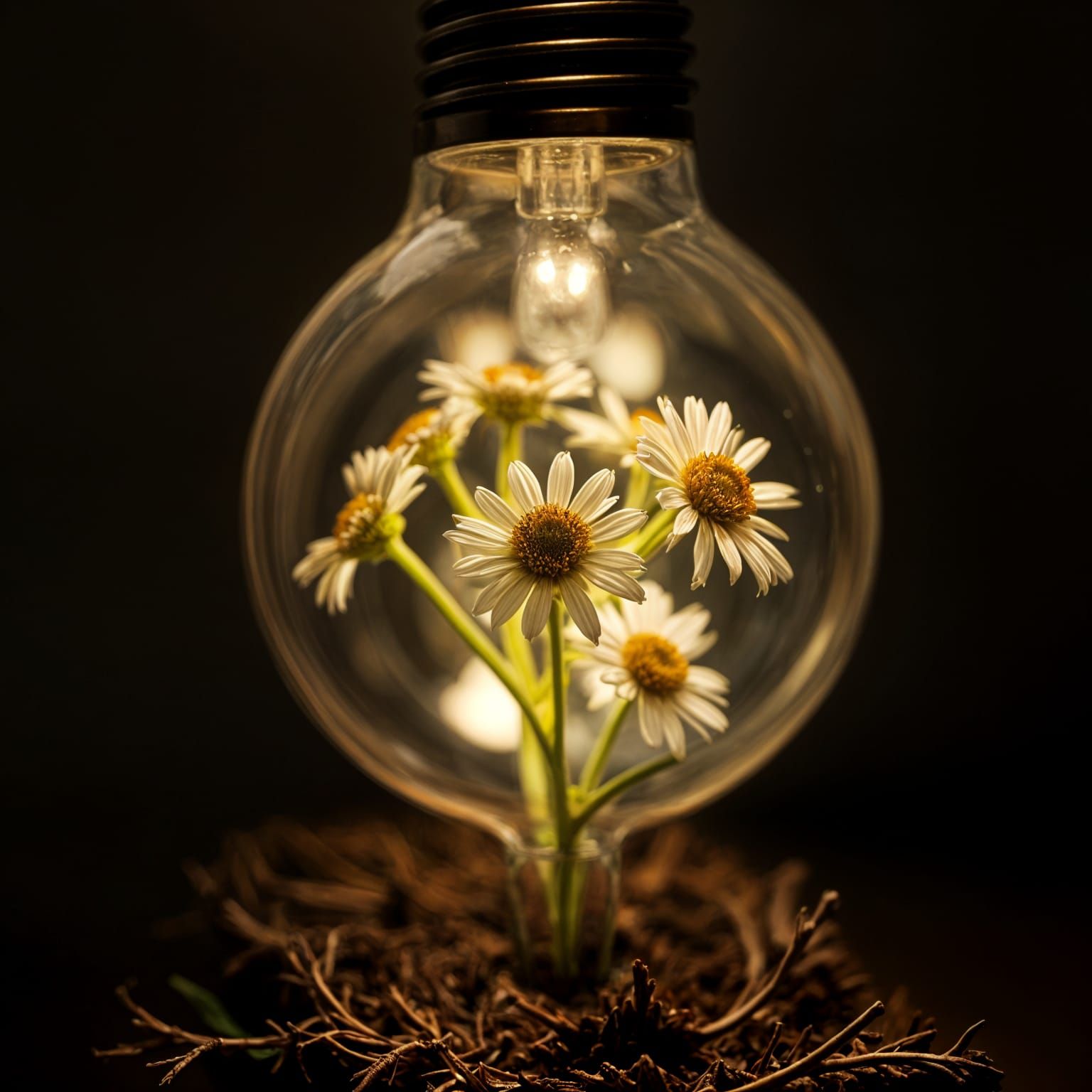Flannel Flowers Growing Inside a Lightbulb