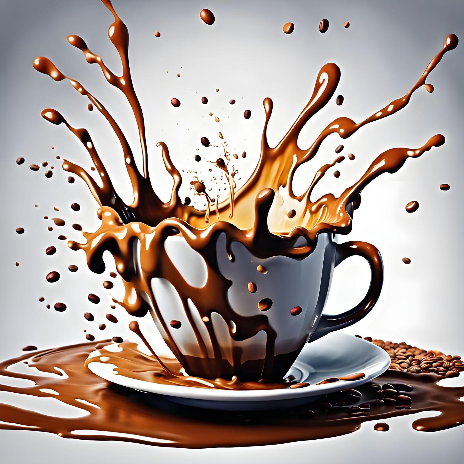 Splash Art: Iconic Cup of Coffee in Vivid Detail