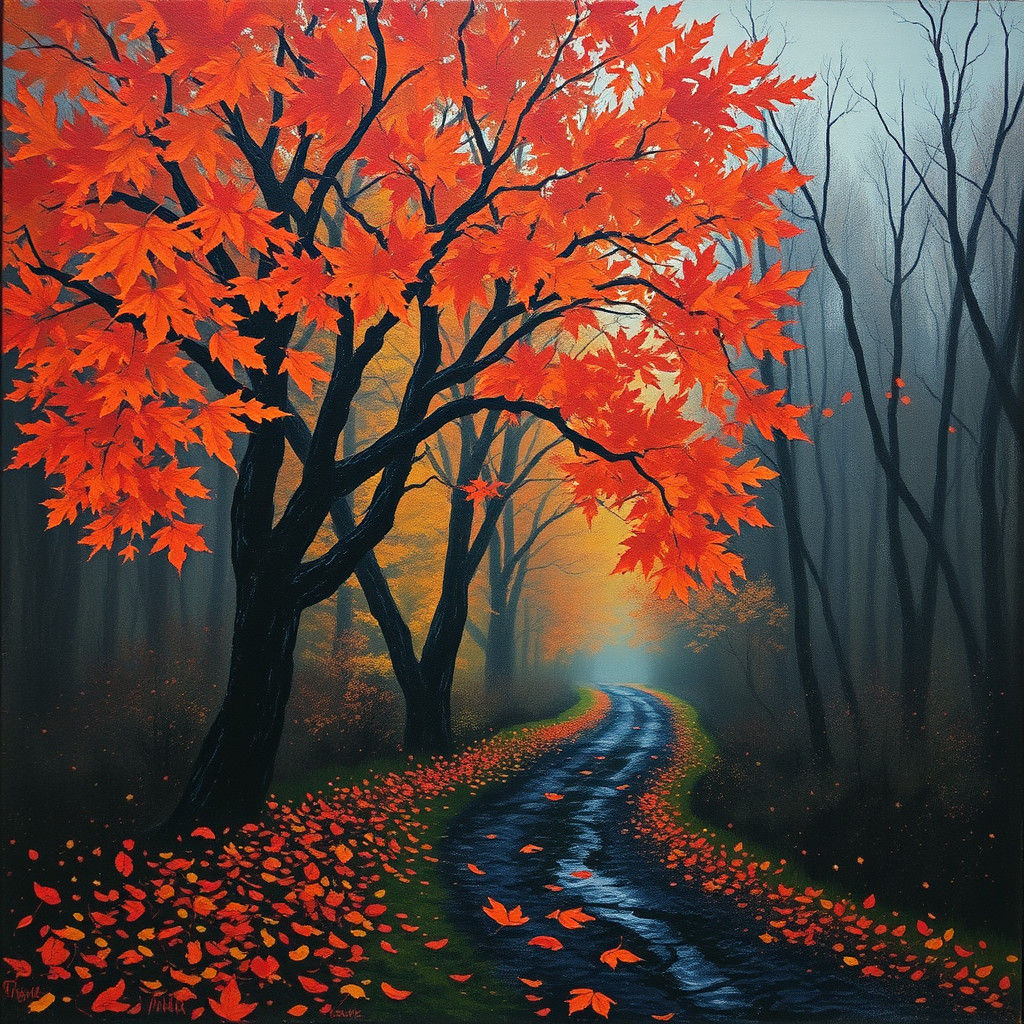 Melancholic Autumnal Transition in Expressionist Style