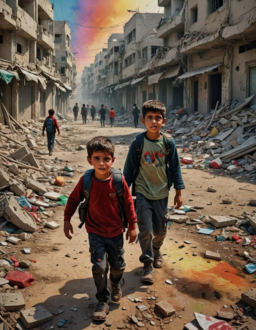 Gaza Strip Children: Hyperrealistic Concept Art
