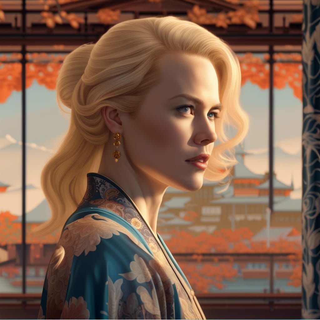 Nicole Kidman Portrait in Ukiyo-e Style