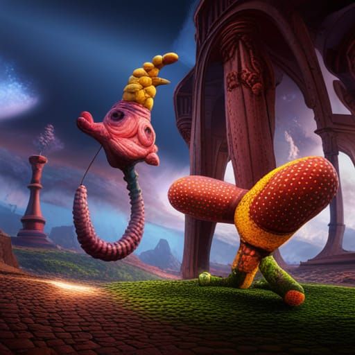 Phallic Clown in Detailed Matte Painting