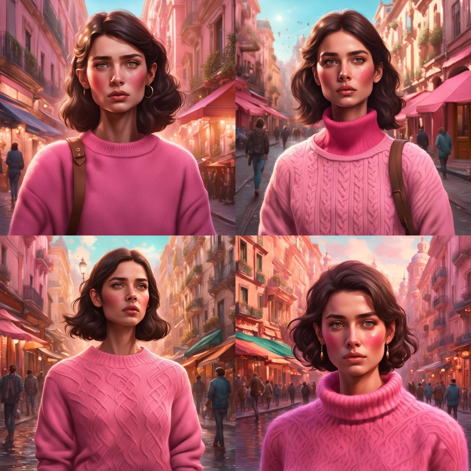 Brunette Portrait in Wes Anderson Style