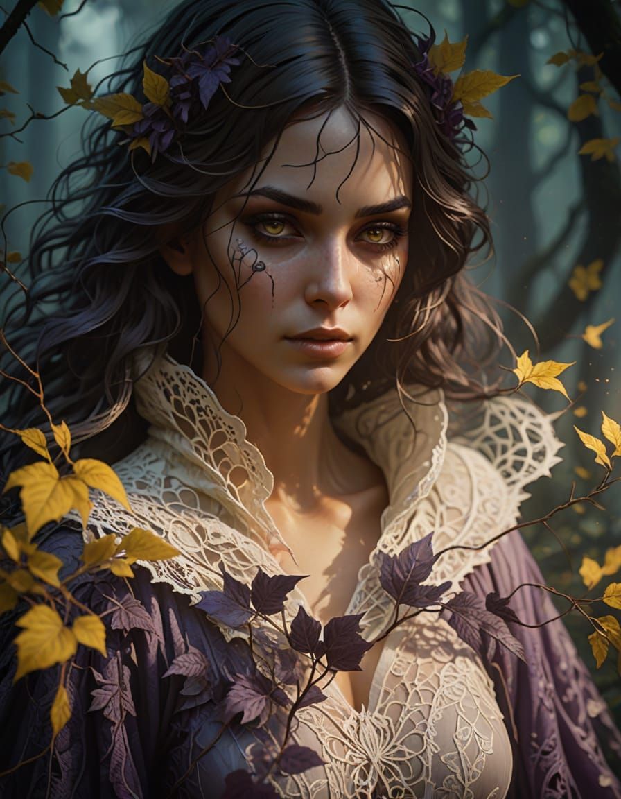 Dark Fantasy Figure in Mystical Forest