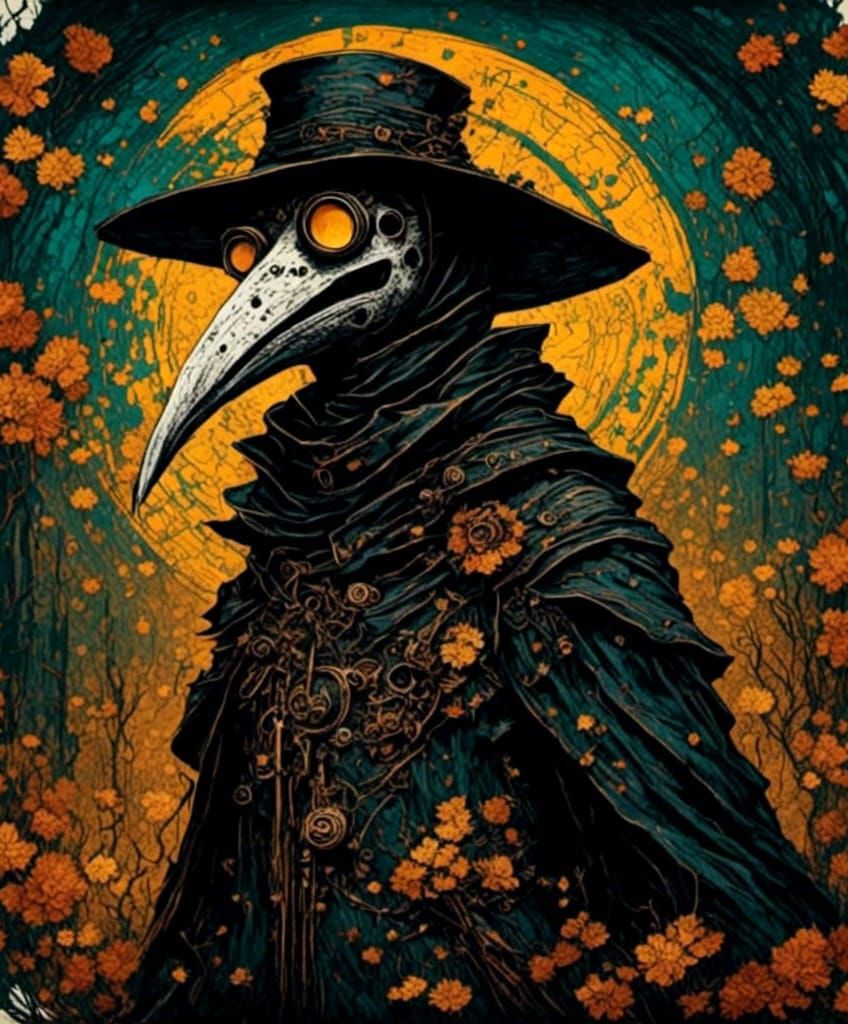 Plague Doctor with Rough, Scratched Texture