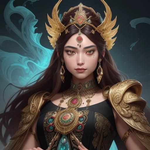 Ethereal Portrait of Anck-Su-Namun in Art Nouveau Style