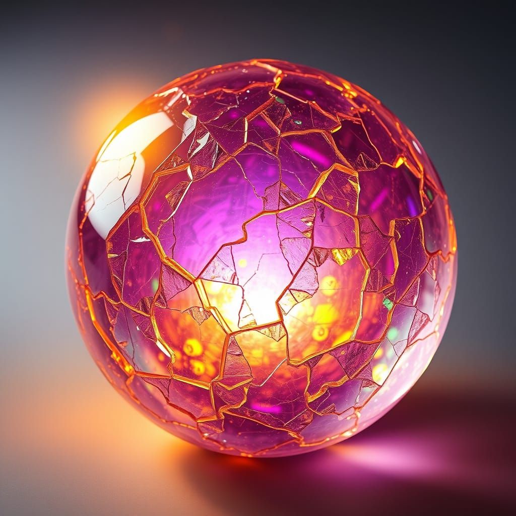 Shimmering Crystalline Orb with Kaleidoscopic Fractures