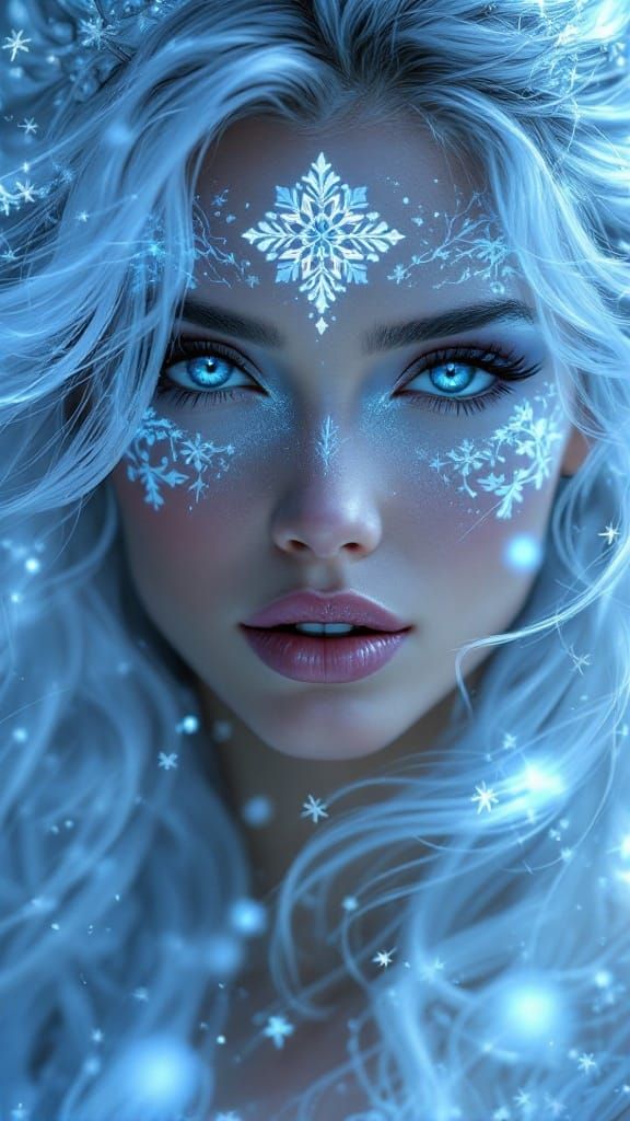 Icy Winter Sorceress in Hyperrealistic Digital Art