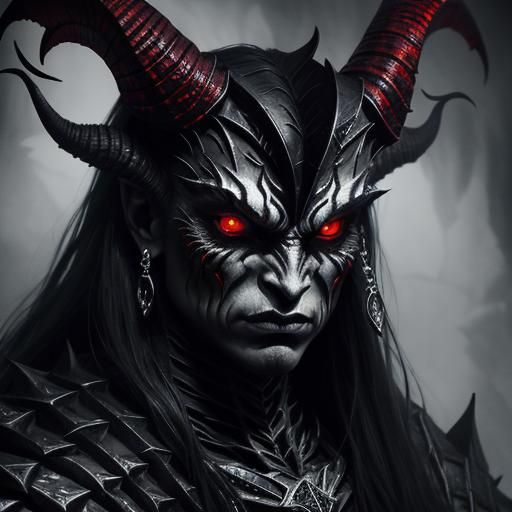 Dark Fantasy Portrait of Aboras with Twisted Horns