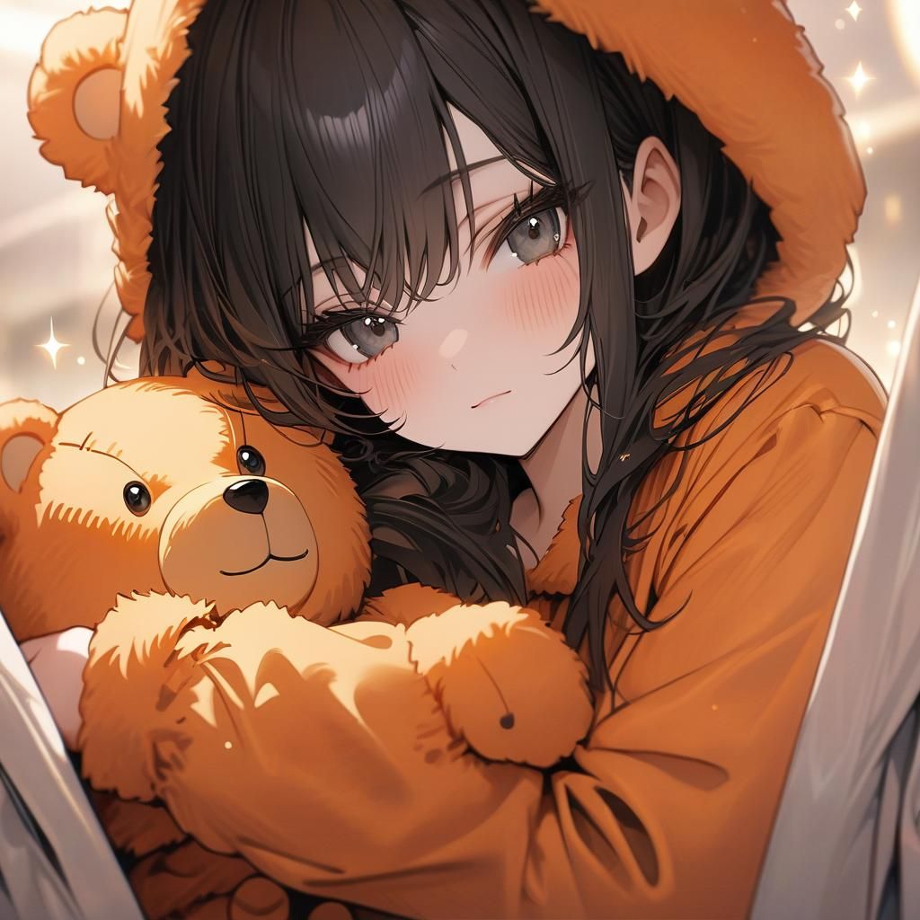 Two Girls in Bear Pajamas Hugging