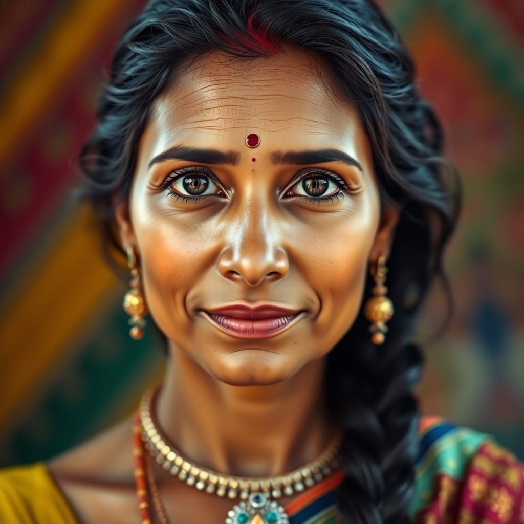 Serene Indian Woman Portrait in Renaissance Style