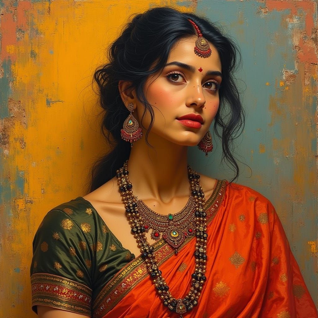 Indian Goddess in Traditional Splendor