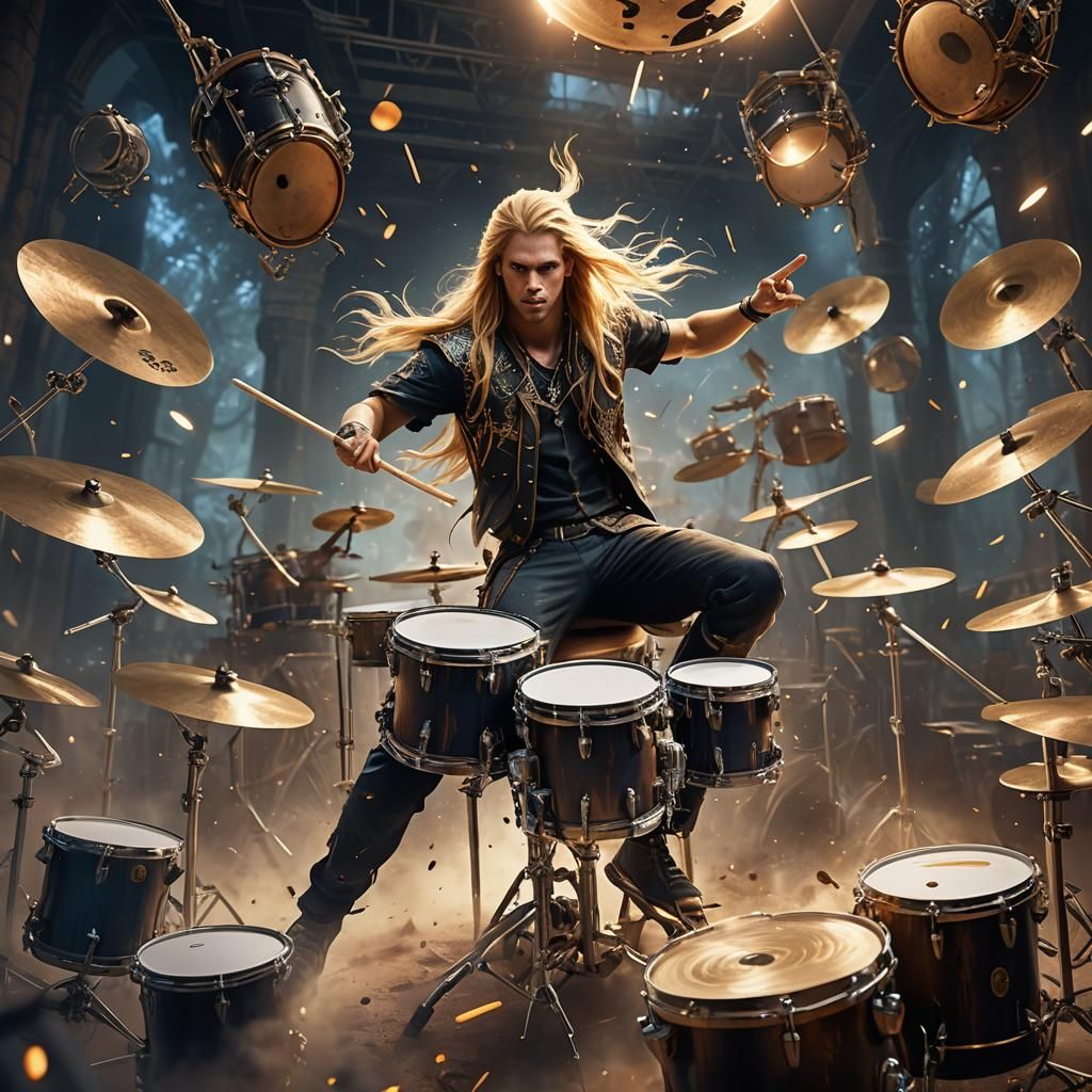 Blonde Drummer in Fantasy Concept Art