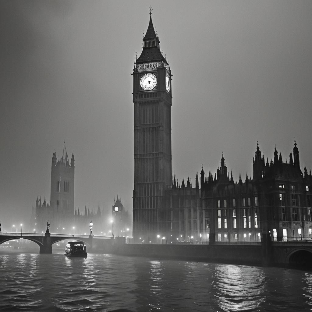 Dystopian London: Big Ben in Black and White