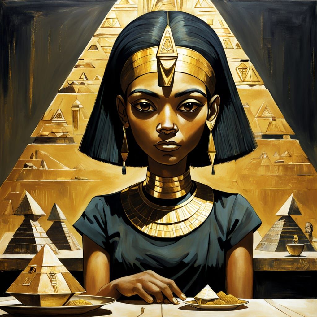 Ancient Egyptian Waitress In Pyramid Diner