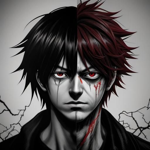 Hyperrealistic Death Note Double Exposure in Black and White