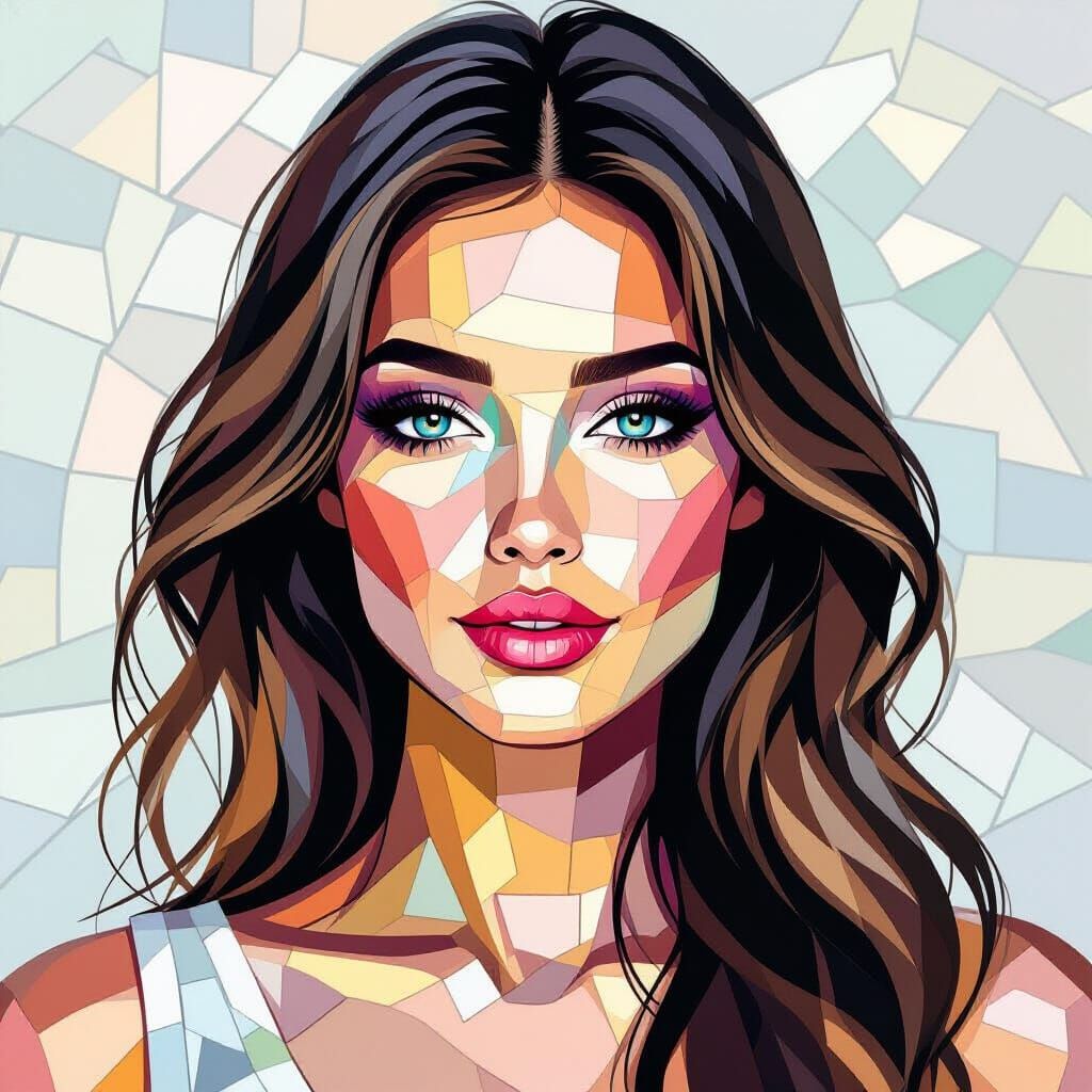 Mosaic Portrait of a Stunning Young Woman