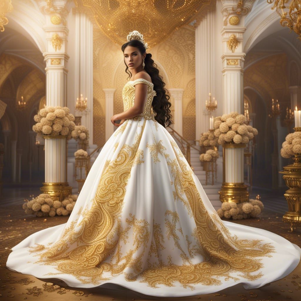 White and Gold Traditional Quinceanera Celebration