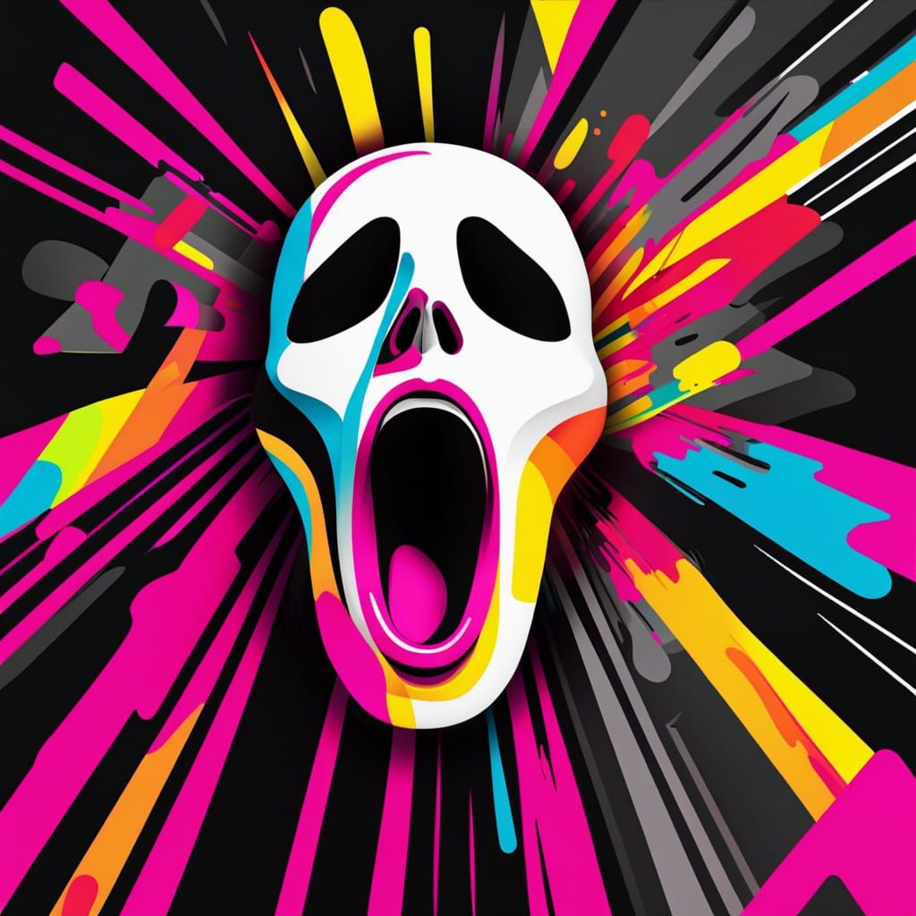 The Scream: Neon Pop Art in Lisa Frank Style