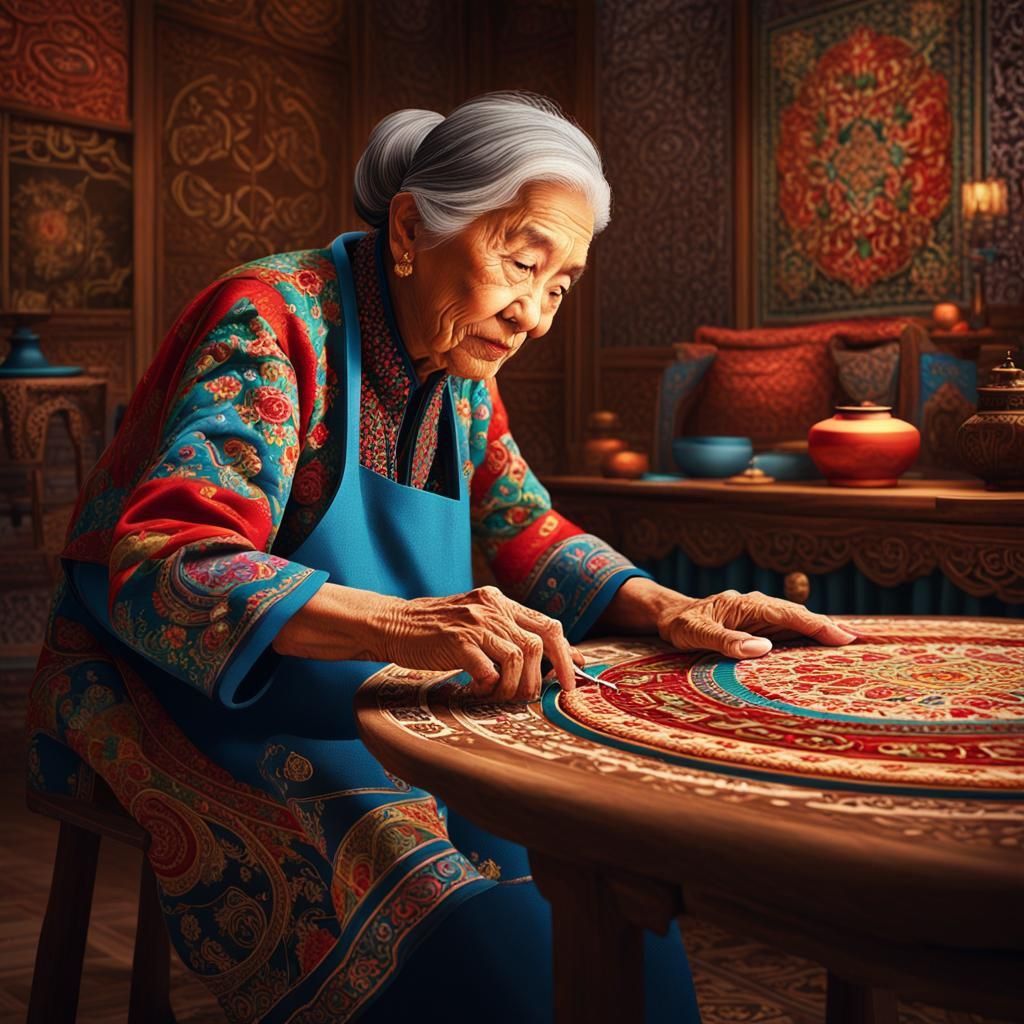 Intricate Embroidery: Hyperrealistic Art of Nona