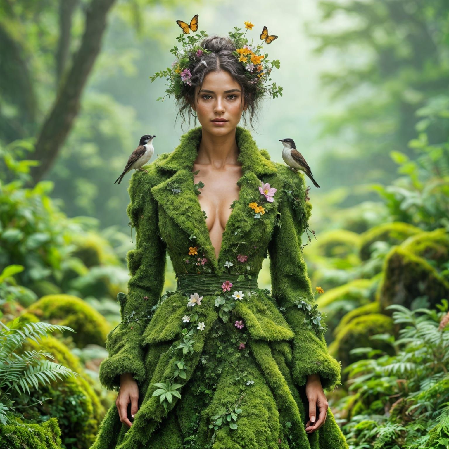 Moss Fashion: Model as Living Garden Ecosystem