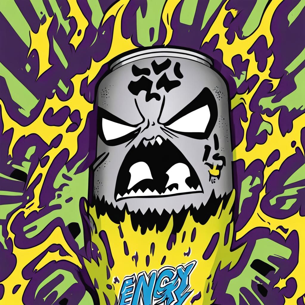 Angry Energy Drink Can Character