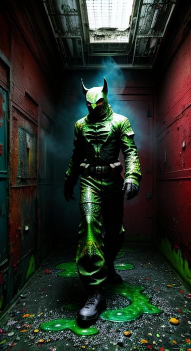 Psychedelic Alligator in Abandoned Asylum, Acrylic Pour Art