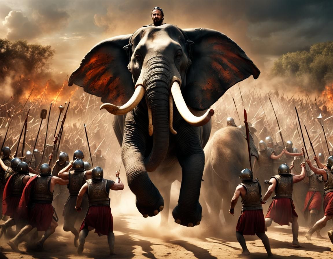 Hannibal Barca Leads Elephant Charge in Epic Battle