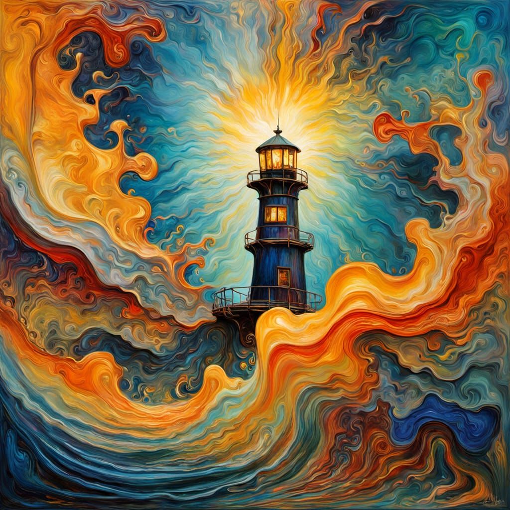 Vibrant Lighthouse in Ethereal Splendor