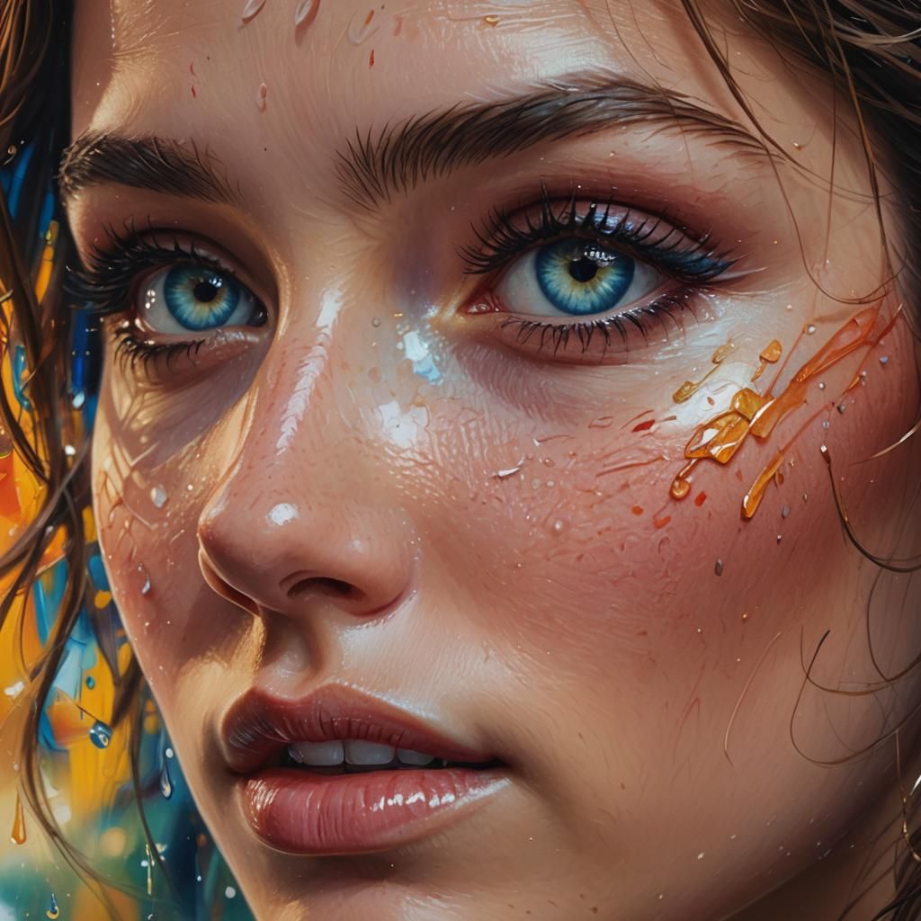 Captivating Close-Up of a Woman in Splash Art Style