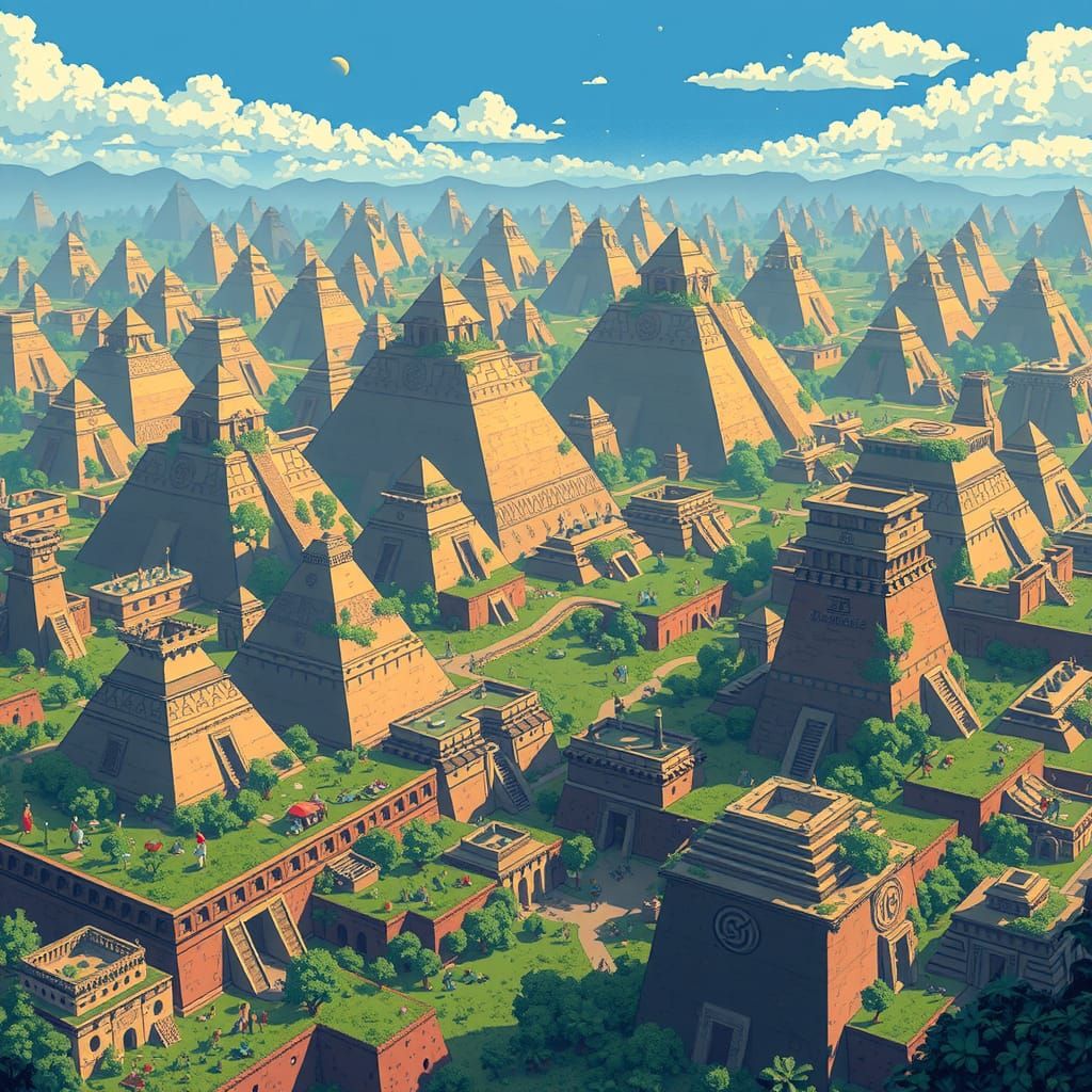 8-Bit Metropolis: Pyramids Reclaimed in Emerald and Sapphire