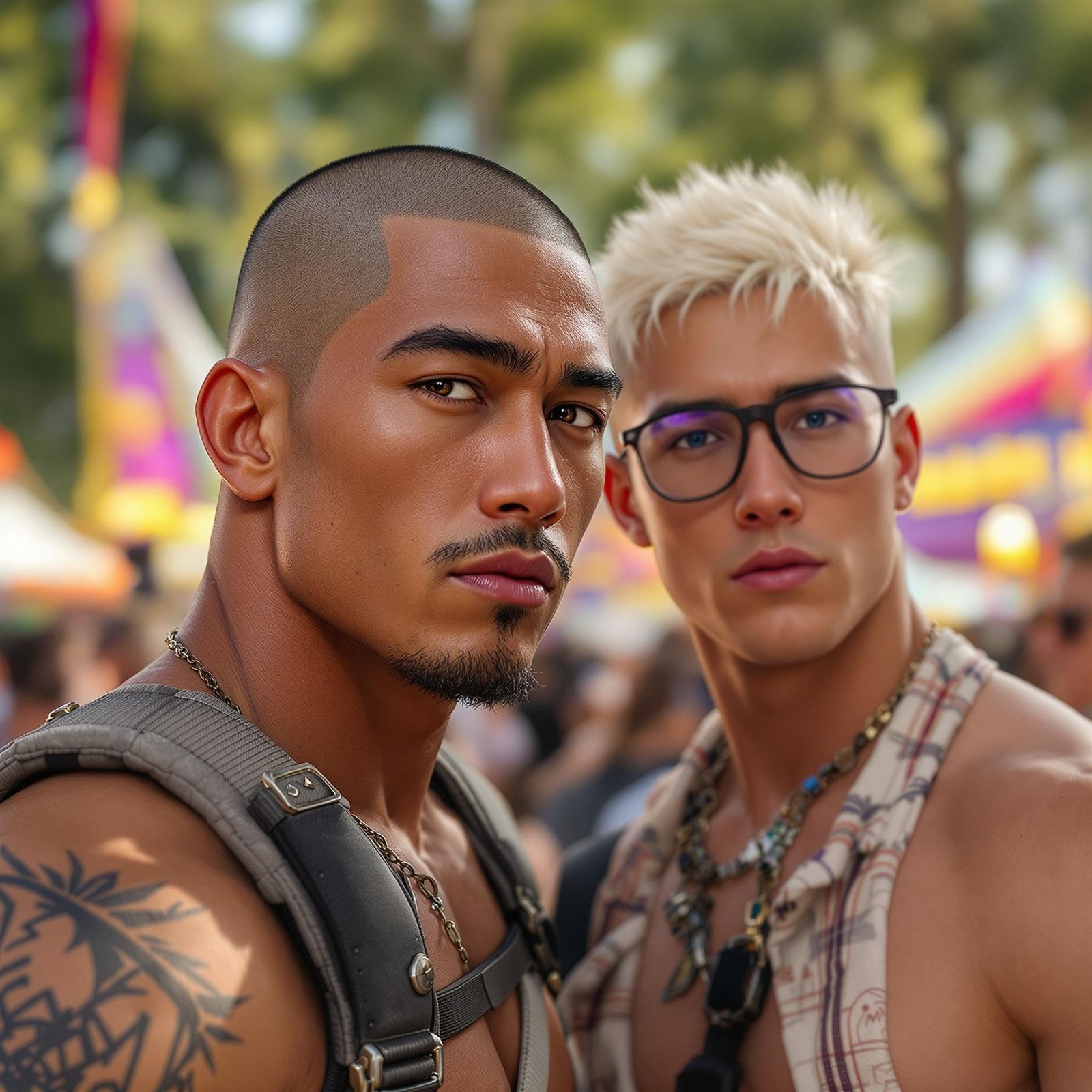 Asian and Nordic Men at Summer Music Festival