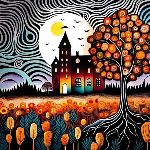 Halloween Flowers in Geometric Surrealism