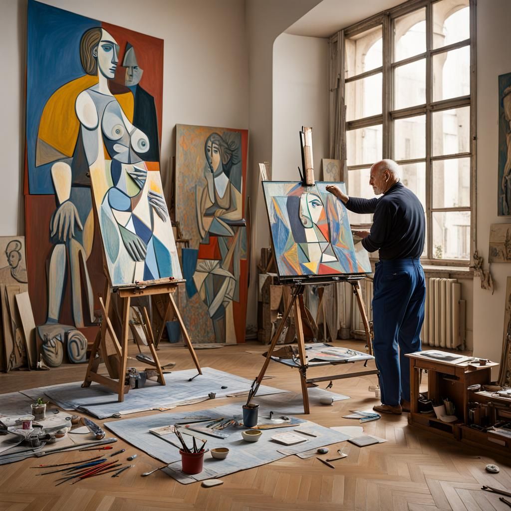 Artist in Studio Painting a Portrait
