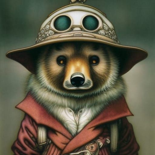 Chibi Bear Portrait in Fantasycore Style