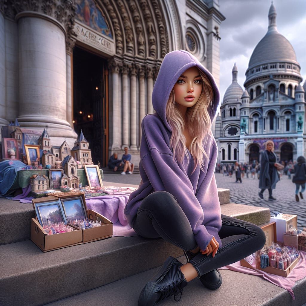 Sacre-Coeur Street Vendor in Fantasy Style