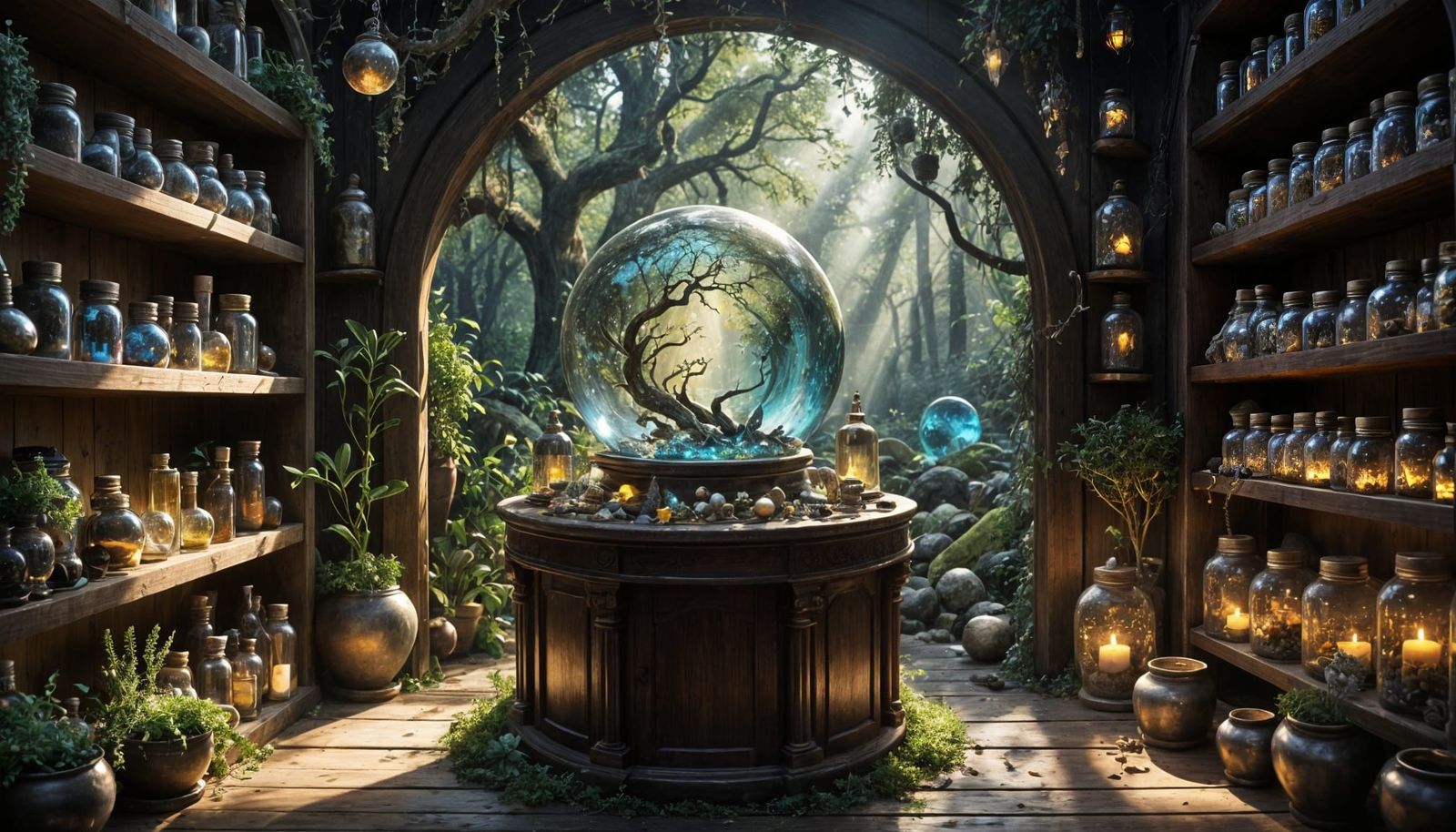 Enchanted Magic Shop Reveals Mystical Forest Through Iridesc...